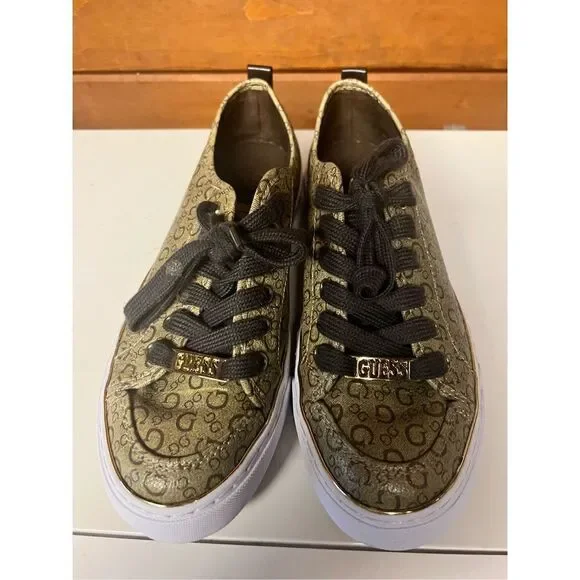 *GORGEOUS* Gold Guess Signature Womans Sneakers Size 7​ - Picture 10 of 13